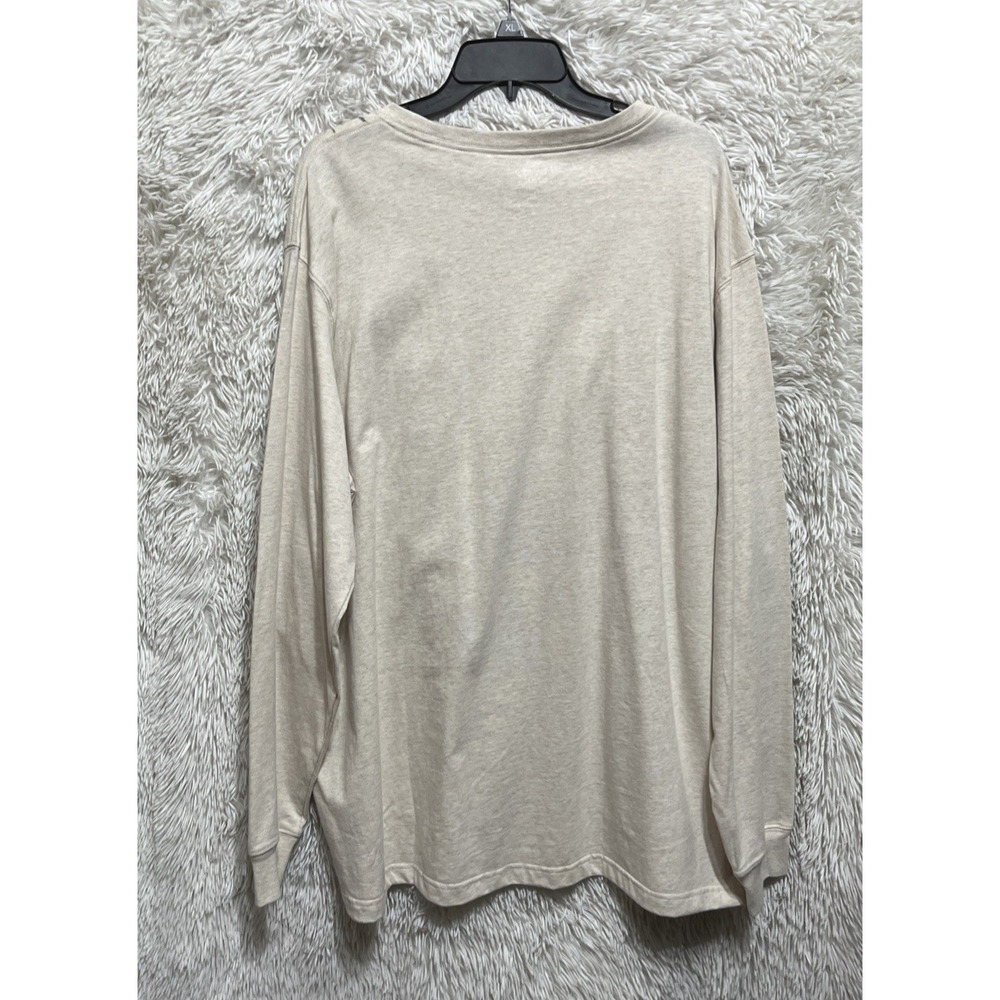 Lands' End Super-T Shirt Mens Size XXL 50-52 Beige Cotton Long Sleeve Crew Neck - Picture 5 of 9